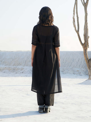 Poppy night black kurta and pants