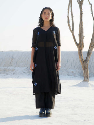 Poppy night black kurta and pants