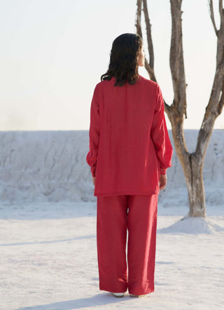 Rose red shirt and pants