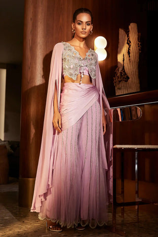 Lilac mist embroidered vest and kali pant set