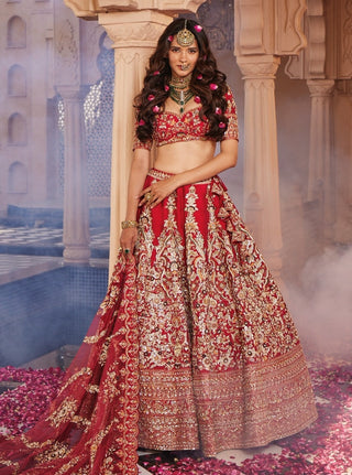 Shah jahan red lehenga set