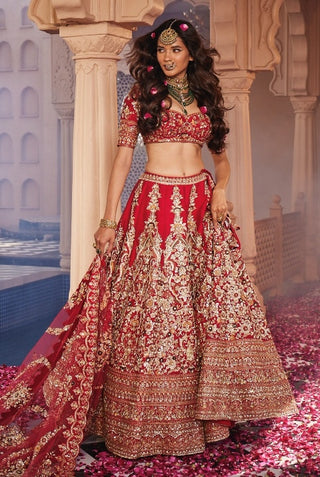 Shah jahan red lehenga set