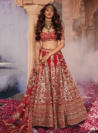 Shah jahan red lehenga set