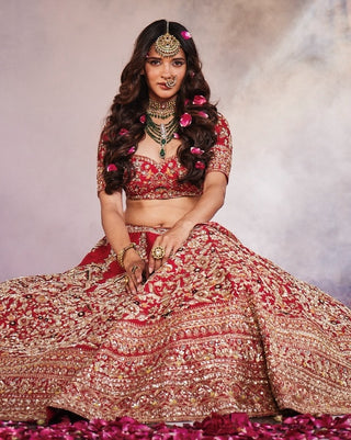 Shah jahan red lehenga set