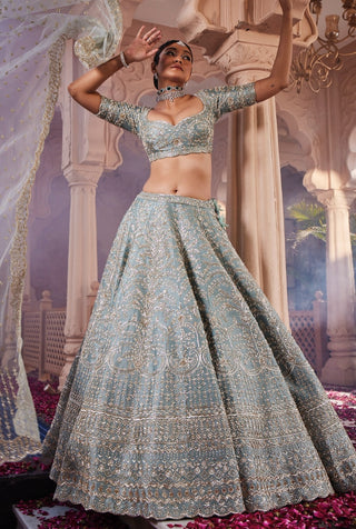 Margrette dusty firoza lehenga set