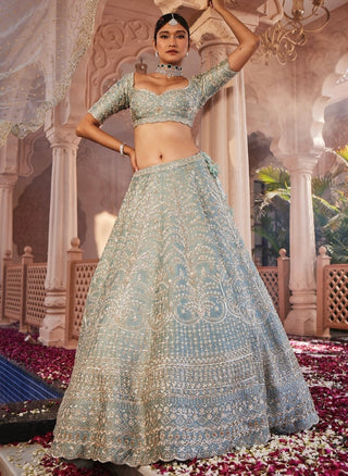 Margrette dusty firoza lehenga set