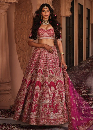 Lucknowi rani pink lehenga set