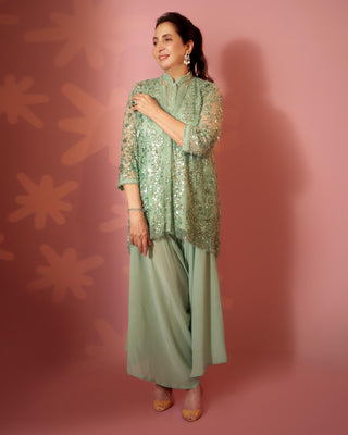 Bermuda green constellation shacket salwar set