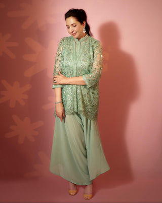 Bermuda green constellation shacket salwar set