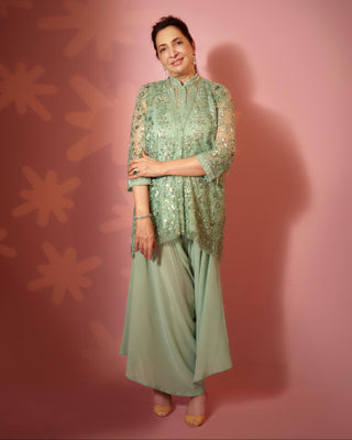 Bermuda green constellation shacket salwar set