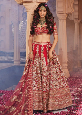 Shah jahan red lehenga set