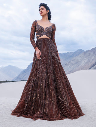 Copper flared gown