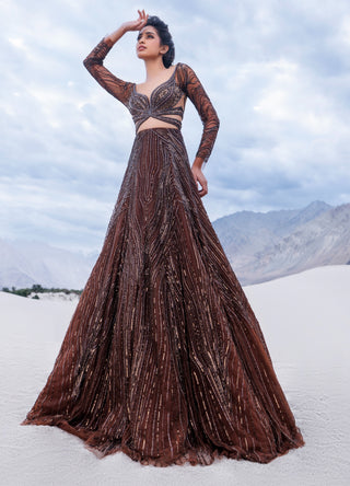 Copper flared gown