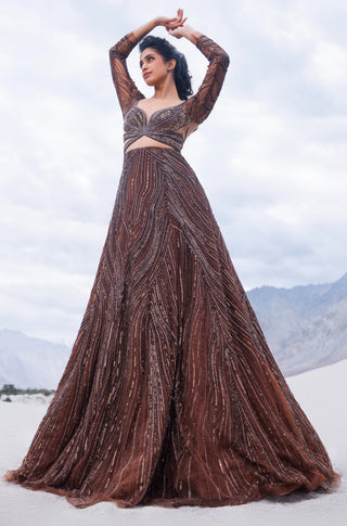 Copper flared gown