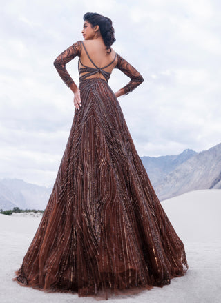 Copper flared gown