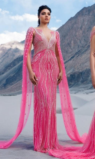 Bright pink wing gown