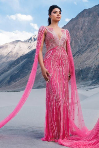 Bright pink wing gown