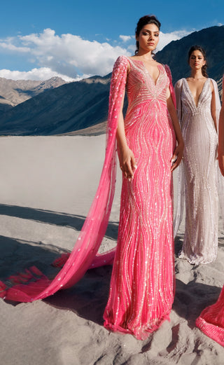 Bright pink wing gown