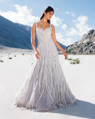 Silver blue flare gown