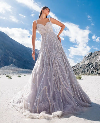 Silver blue flare gown