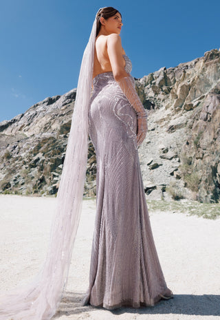 Lit gray corset fit gown