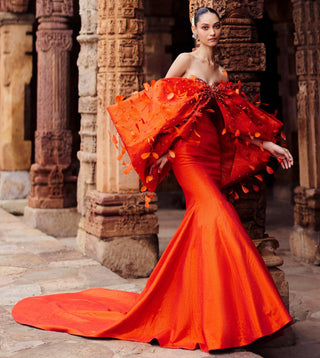 Nara orange natak dress