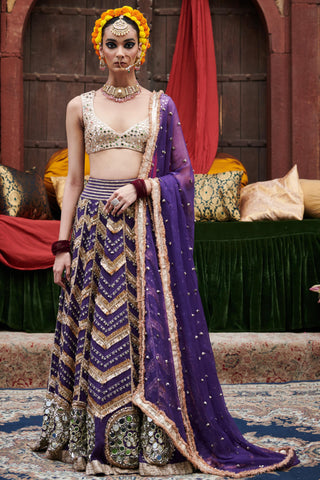 Purple ulfat jamuni naach lehenga set