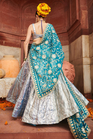 Blue aasmani lampi naach lehenga set