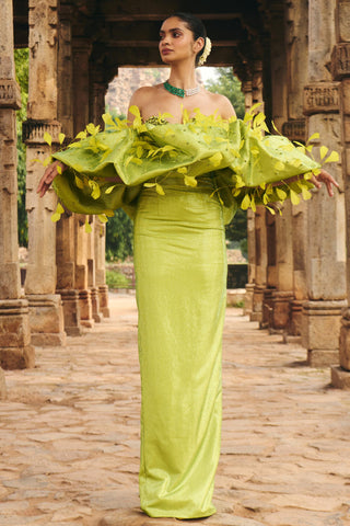 Aranya green natak gown with volume