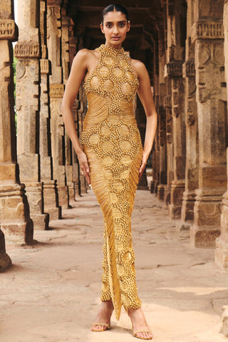 Maya gold stone natak dress