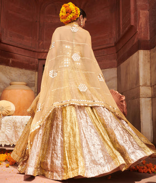 Silver chandi sona sheesh lampi naach lehenga and cape set