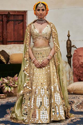 Gold chand aayna naach lehenga set