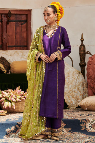 Purple arghwani naach suit