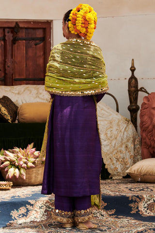 Purple arghwani naach suit