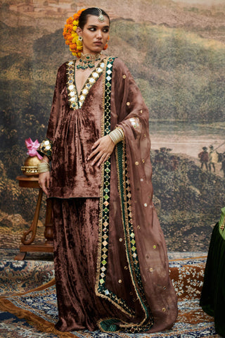 Brown makhmal naach khayal suit