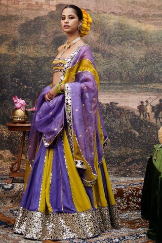 Purple hari varn naach lehenga set