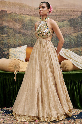 Gold aafreen naach lehenga set