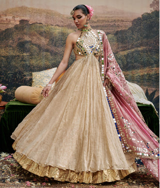 Gold aafreen naach lehenga set