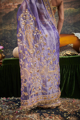 Purple krishna naach leela saree