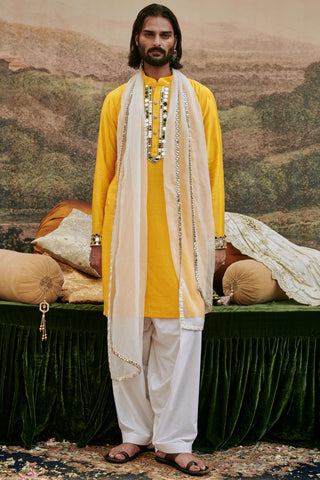 Yellow khayalat-e naach kurta set and stole