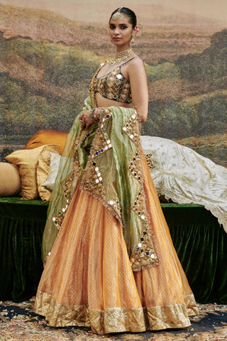 Orange ina sheesh naach lehenga set