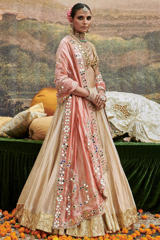 Beige svet gulal naach lehenga set