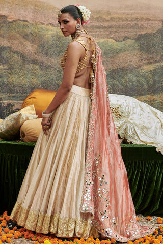 Beige svet gulal naach lehenga set