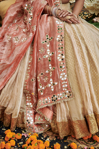 Beige svet gulal naach lehenga set