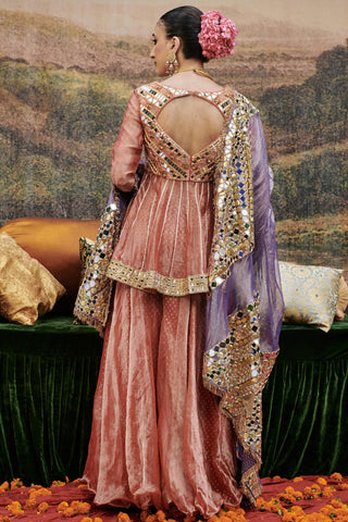 Peach arzoo naach peplum sharara set