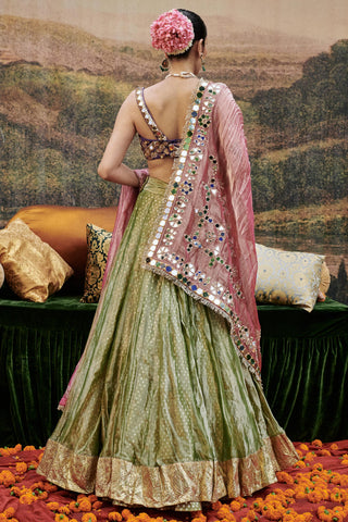 Green azal sheesh naach lehenga set