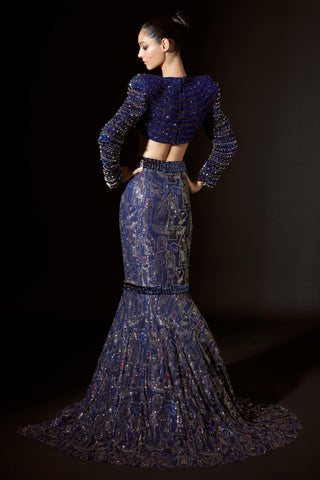 Blue akhenaten titi lehenga set