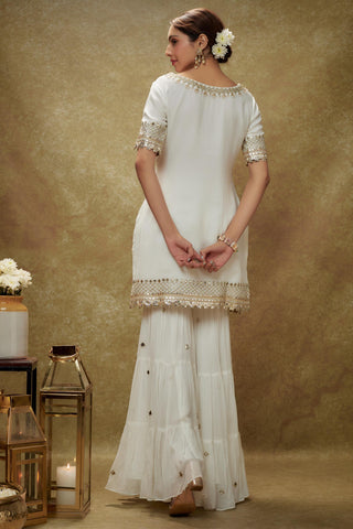 Ivory gota mirror sharara kurta set