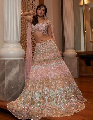 Coral crush pink lehenga set