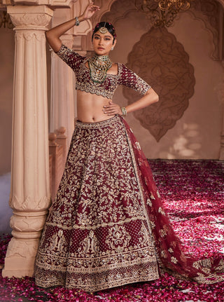 Nairobi maroon embroidered lehenga set